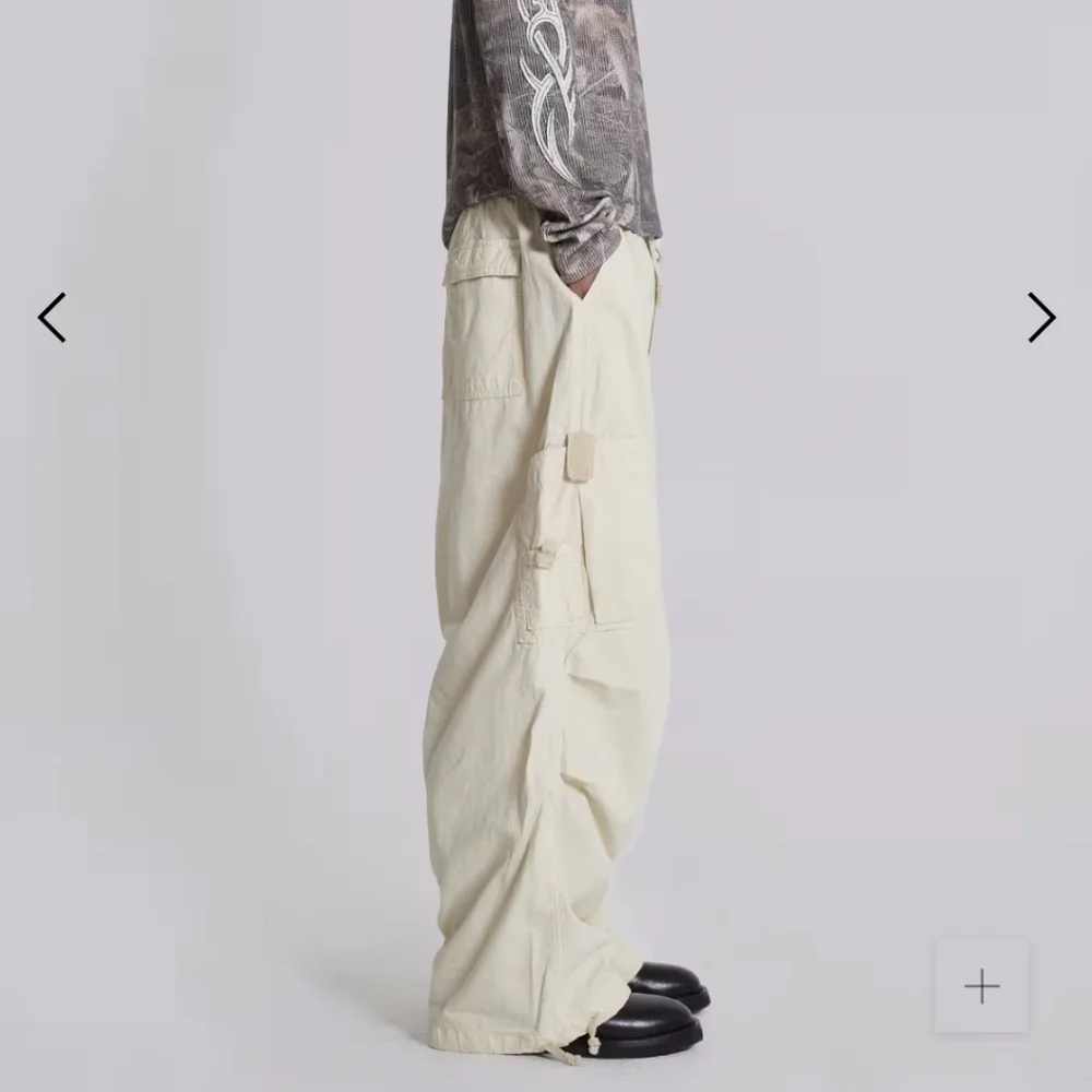Jaded London Pants Mens S Beige Baggy Utility Cargo Parachute Paratrooper - Picture 3 of 11